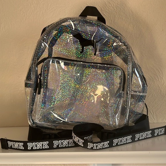 Rare PINK Victoria's Secret Holographic Clear Backpack - Picture 6 of 7